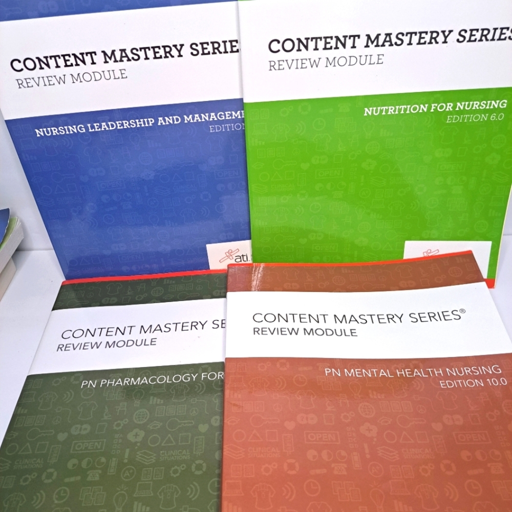4 ATI books. Nursing books.